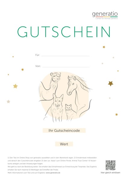 Gutschein zur Verrechnung im Generatio OnlineShop